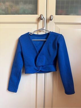 Cobalt Blue Twist-Front Cropped Jacket
